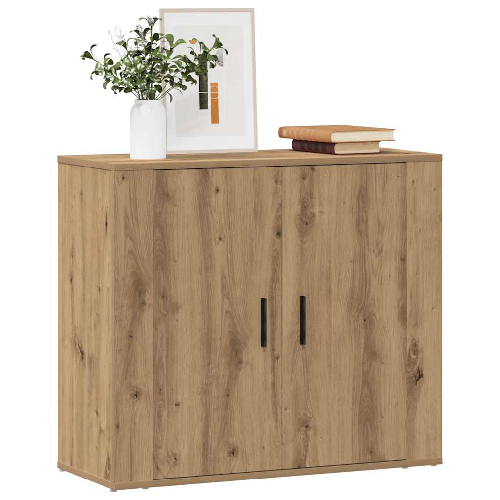 Dressoir 80x33x70 cm bewerkt hout artisanaal eikenkleurig