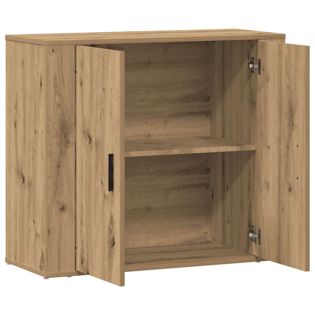 Dressoir 80x33x70 cm bewerkt hout artisanaal eikenkleurig