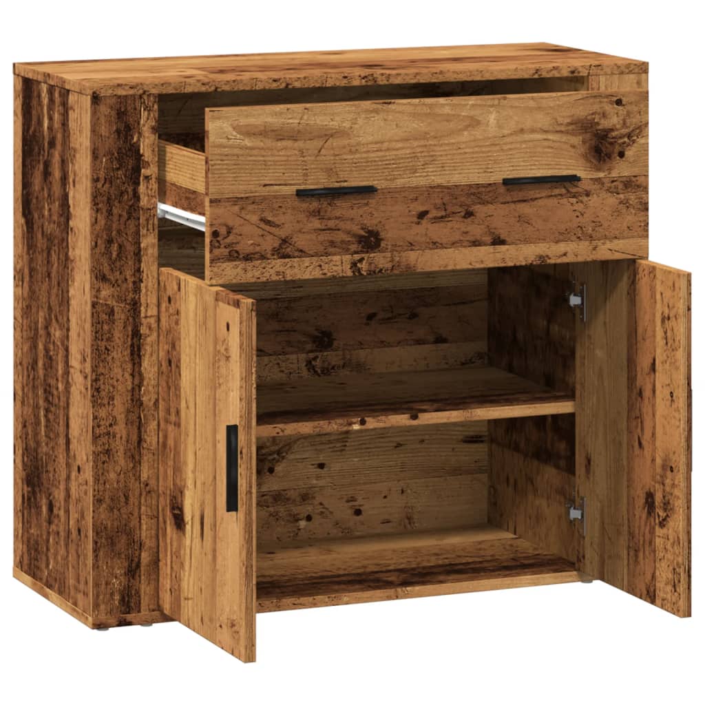 Dressoir 80x33x70 cm bewerkt hout oud houtkleurig
