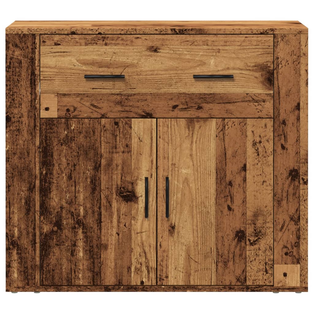 Dressoir 80x33x70 cm bewerkt hout oud houtkleurig