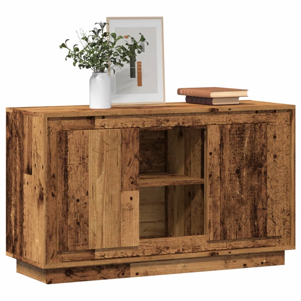 Dressoir 102x35x60 cm bewerkt hout oud houtkleurig