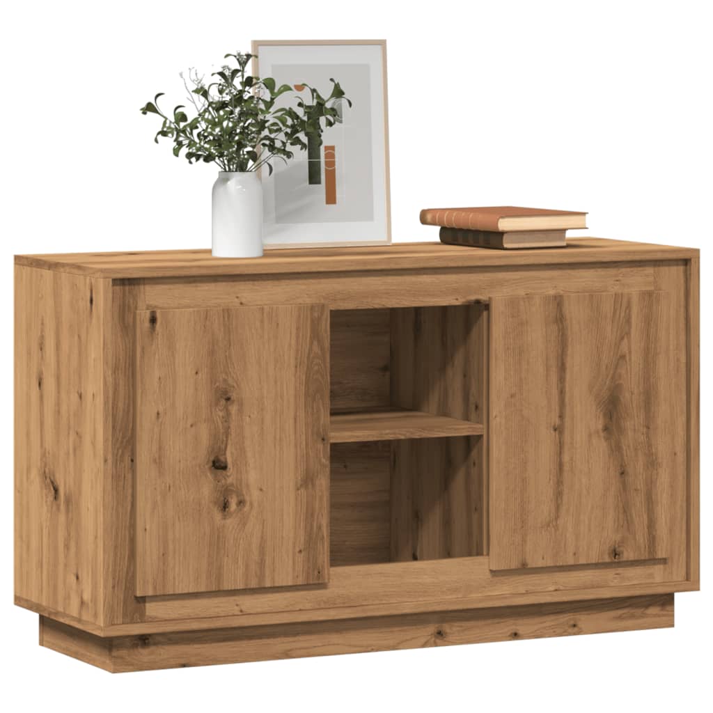 Dressoir 102x35x60 cm bewerkt hout artisanaal eikenkleurig