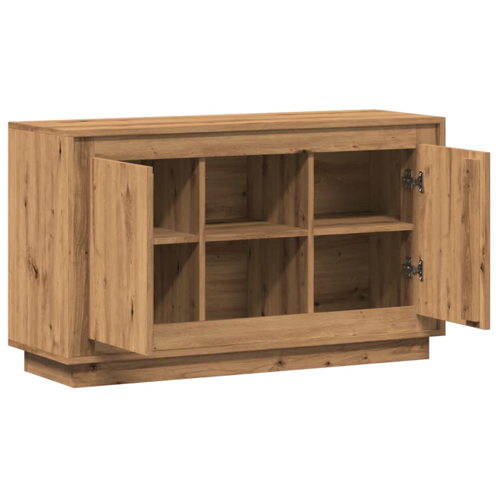 Dressoir 102x35x60 cm bewerkt hout artisanaal eikenkleurig