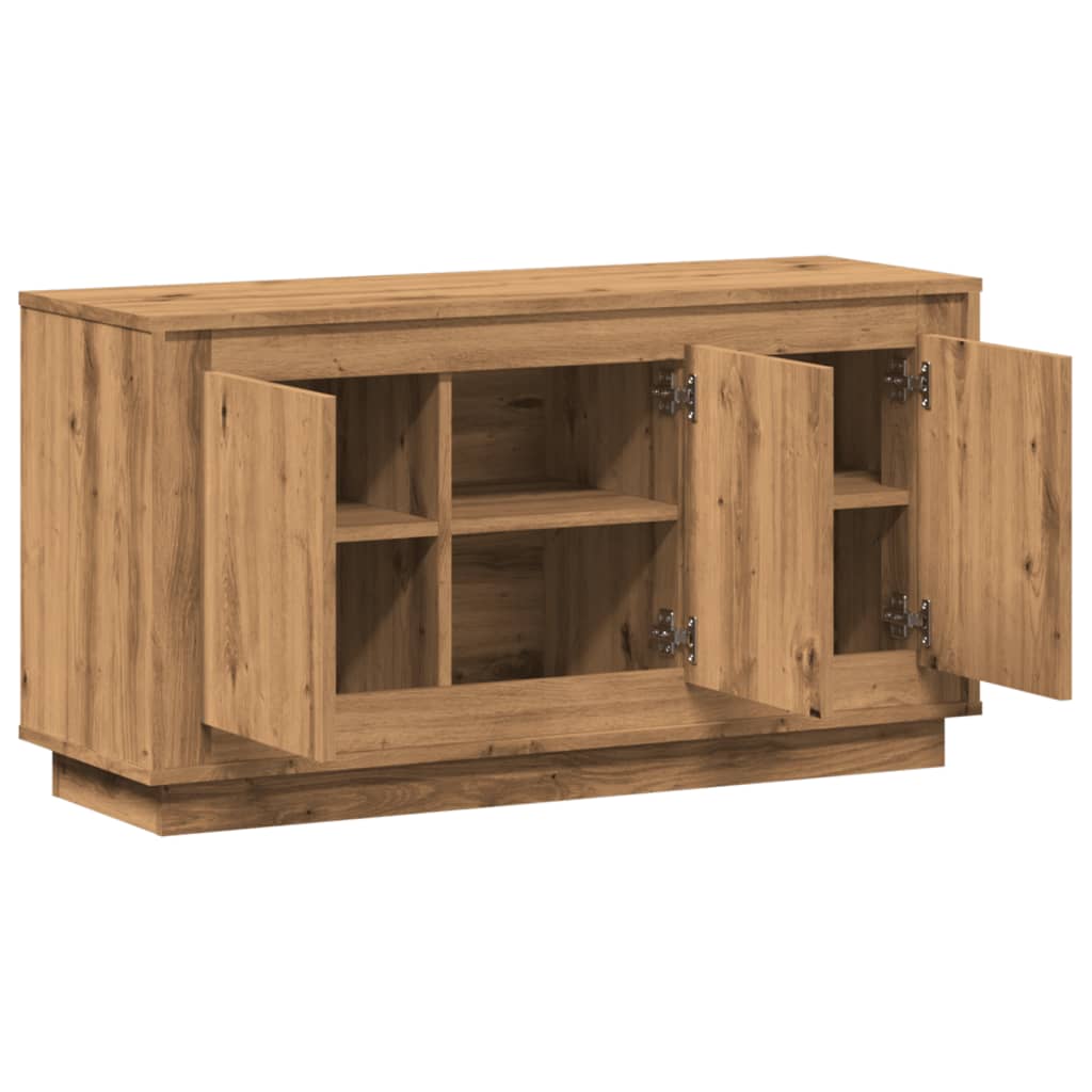 Dressoir 102x35x55 cm bewerkt hout artisanaal eikenkleurig