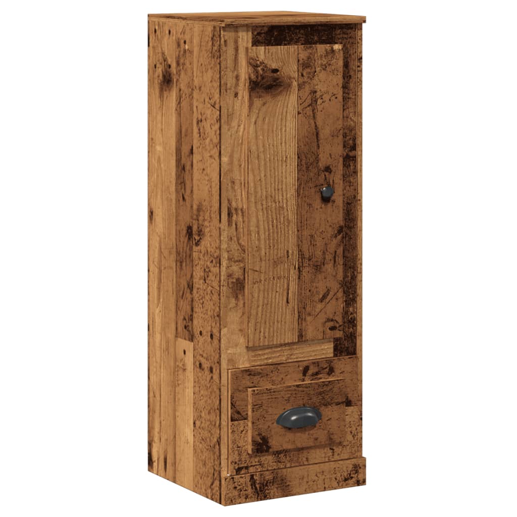 Hoge kast 36x35,5x103,5 cm bewerkt hout oud houtkleurig