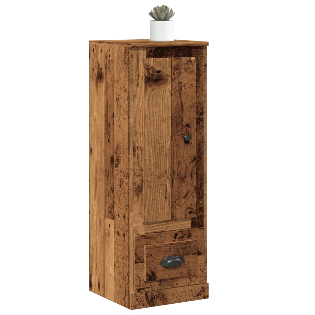 Hoge kast 36x35,5x103,5 cm bewerkt hout oud houtkleurig