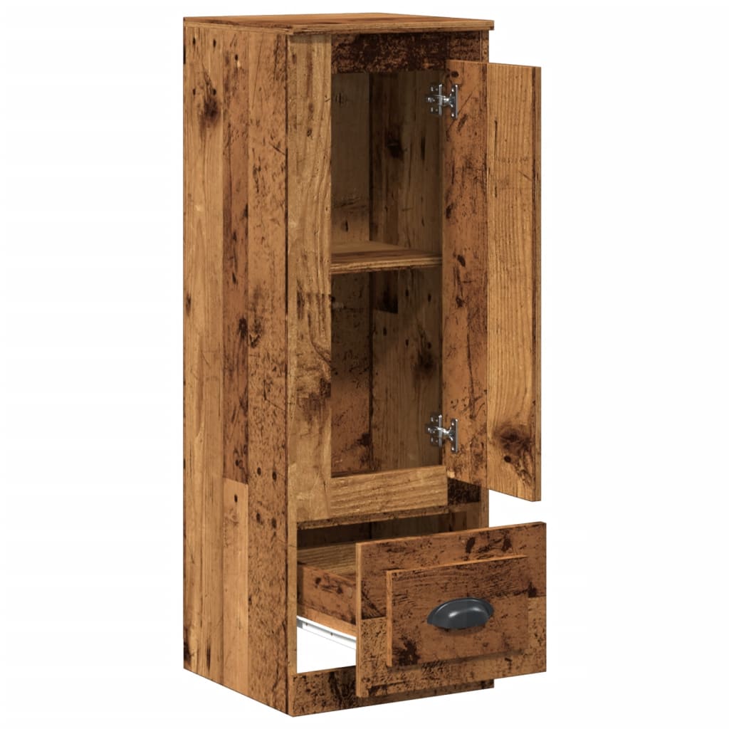 Hoge kast 36x35,5x103,5 cm bewerkt hout oud houtkleurig