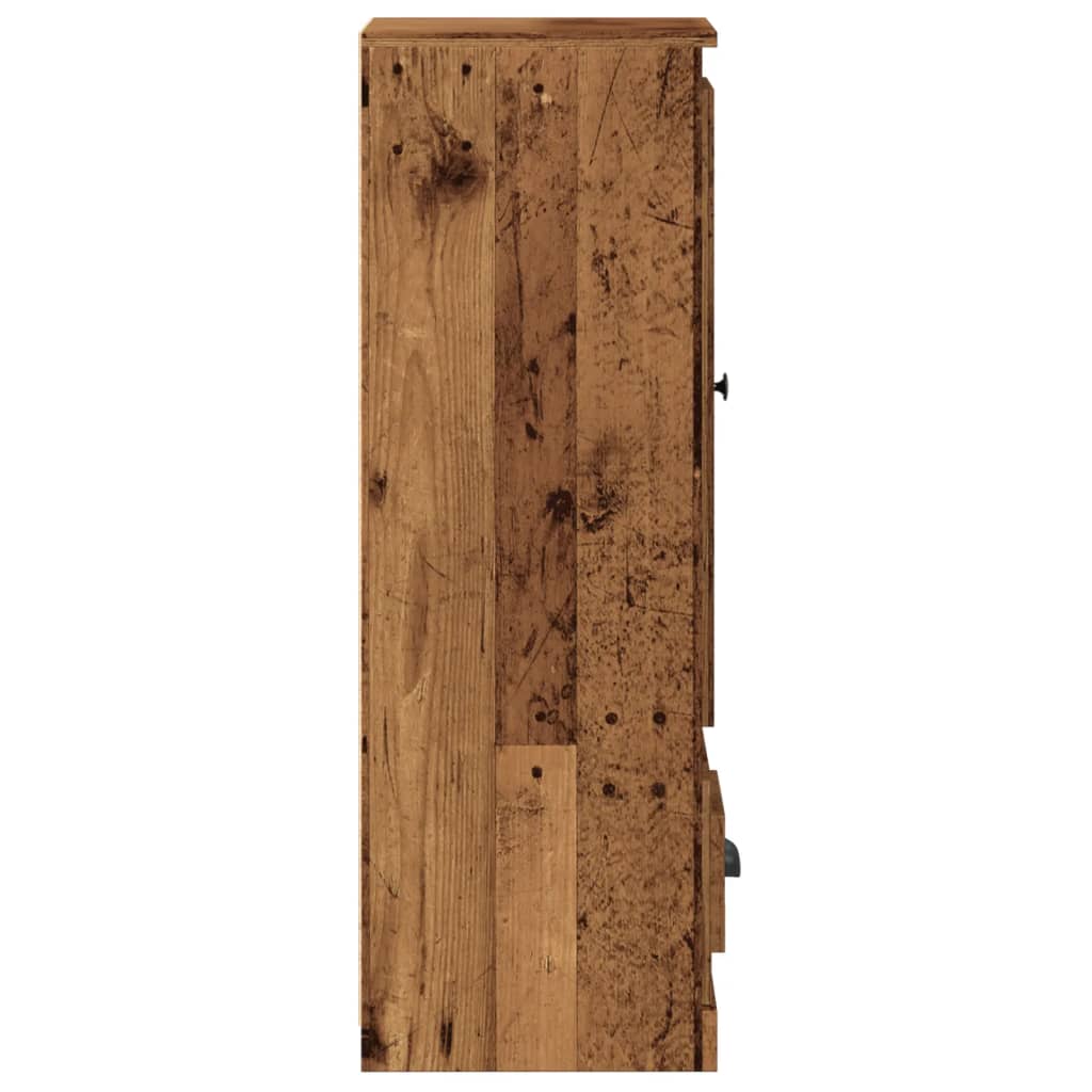 Hoge kast 36x35,5x103,5 cm bewerkt hout oud houtkleurig