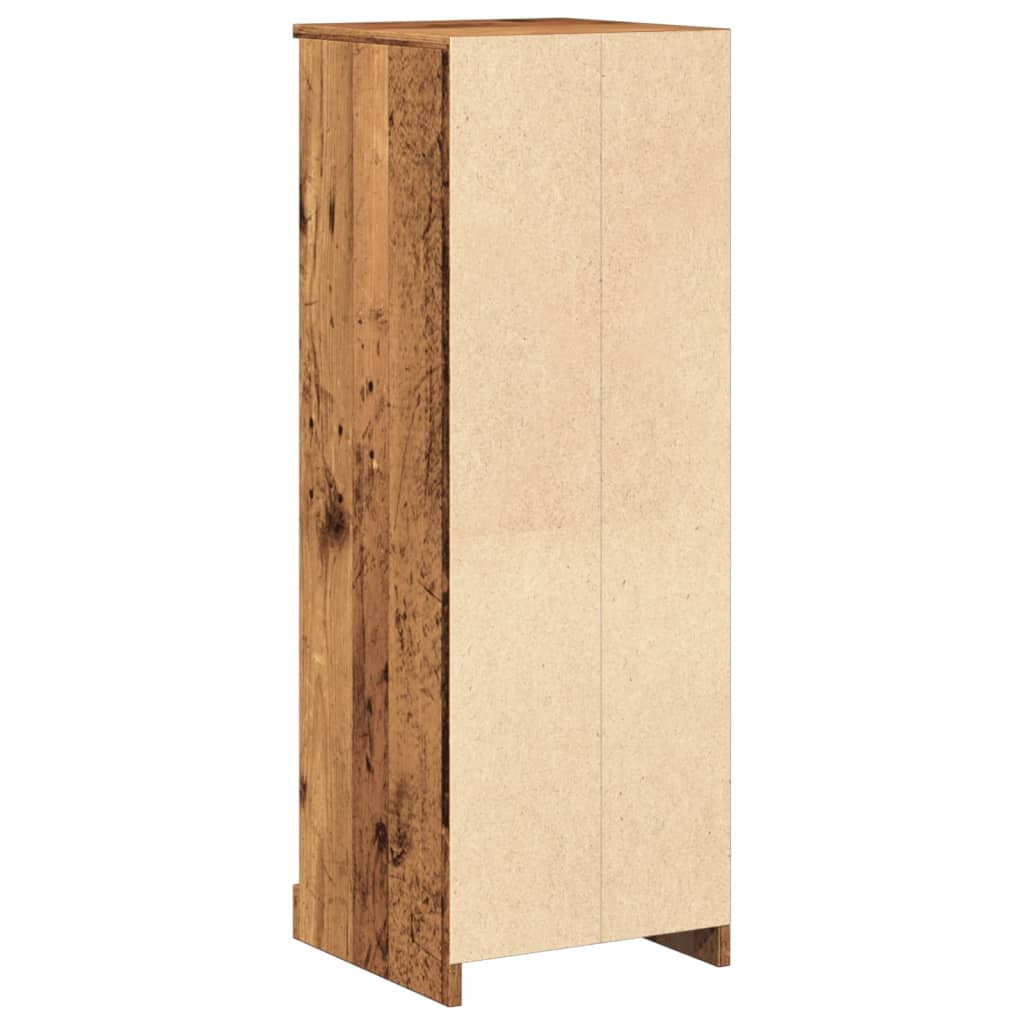 Hoge kast 36x35,5x103,5 cm bewerkt hout oud houtkleurig