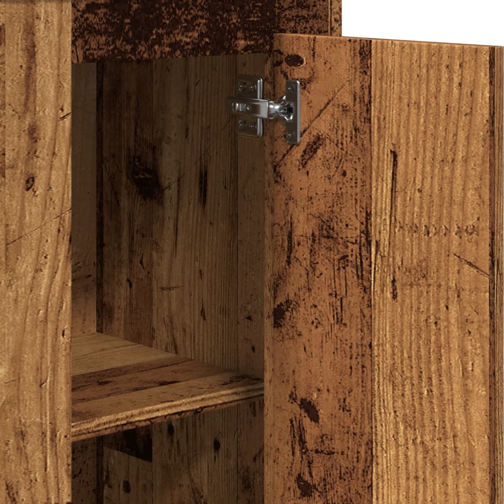 Hoge kast 36x35,5x103,5 cm bewerkt hout oud houtkleurig
