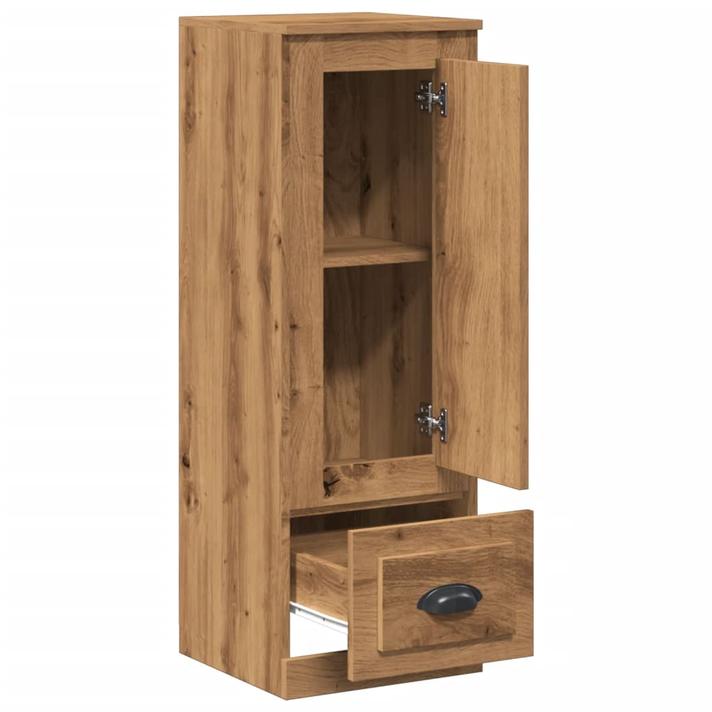 Hoge kast 36x35,5x103,5 cm bewerkt hout artisanaal eikenkleurig