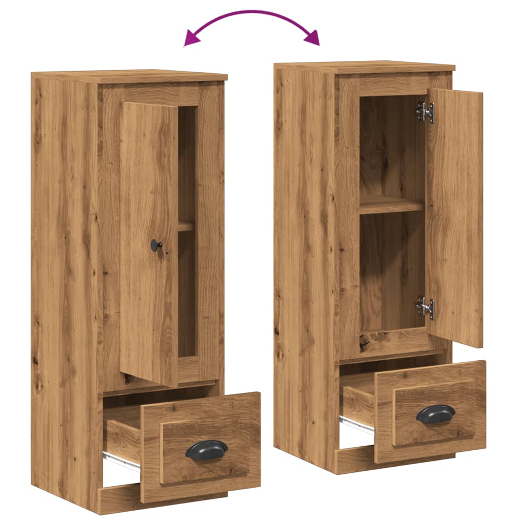 Hoge kast 36x35,5x103,5 cm bewerkt hout artisanaal eikenkleurig