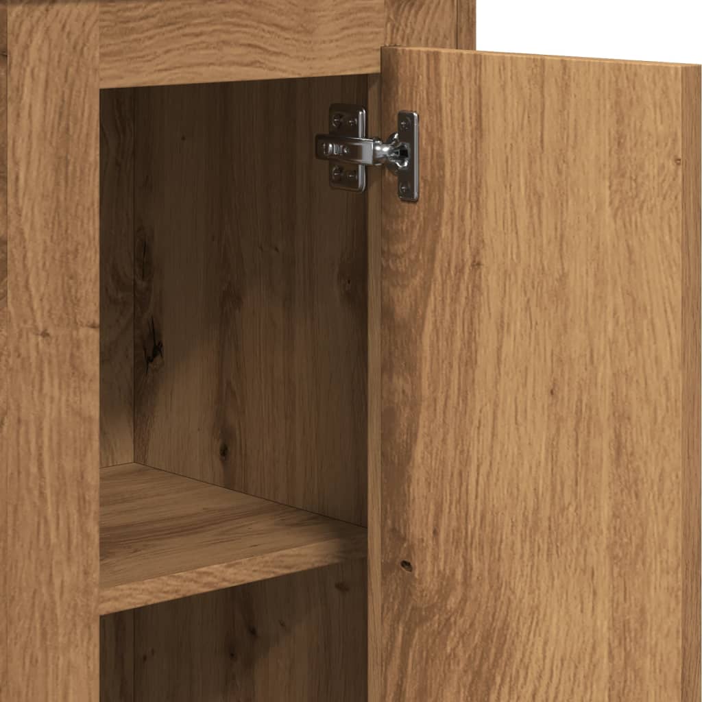 Hoge kast 36x35,5x103,5 cm bewerkt hout artisanaal eikenkleurig