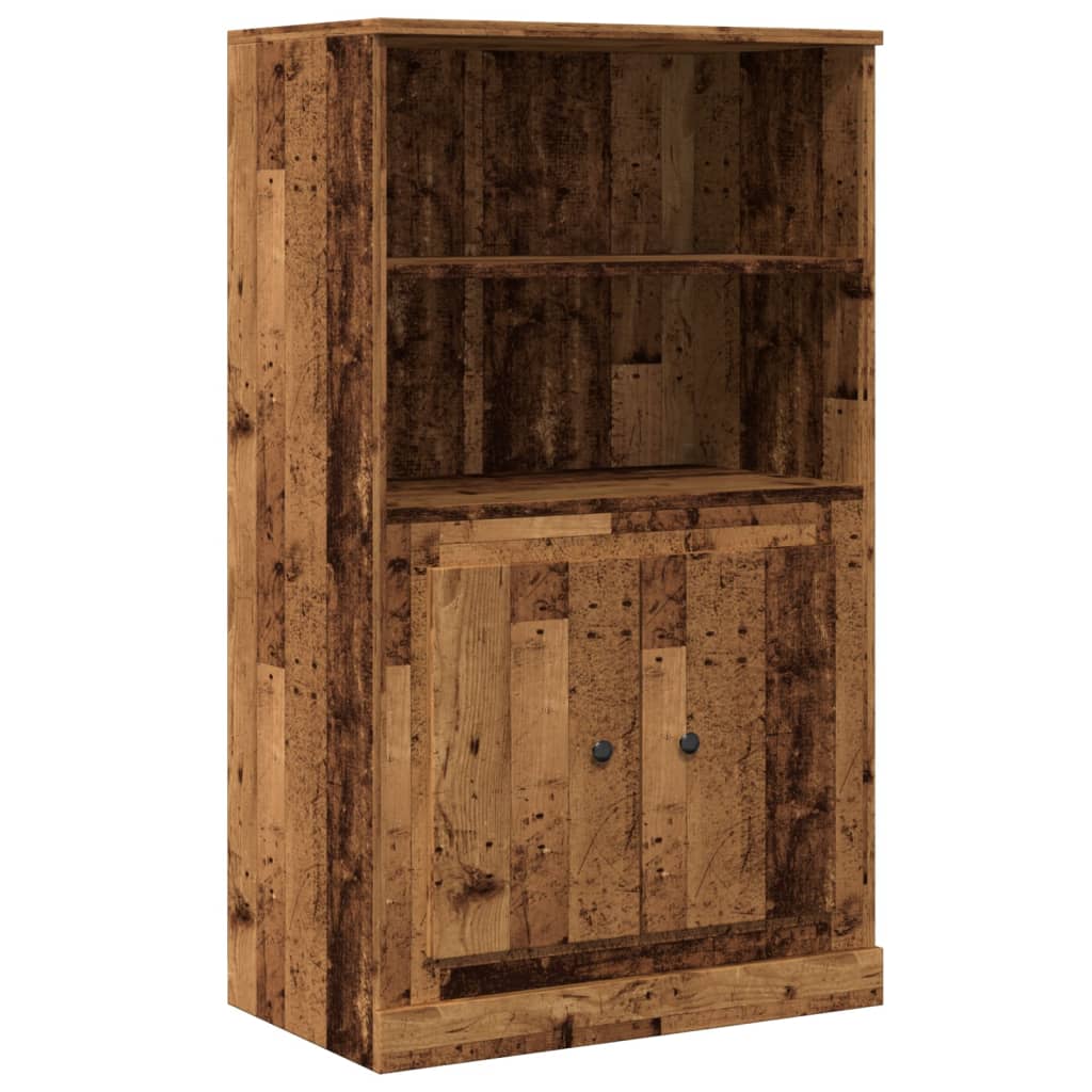 Hoge kast 60x35,5x103,5 cm bewerkt hout oud houtkleurig