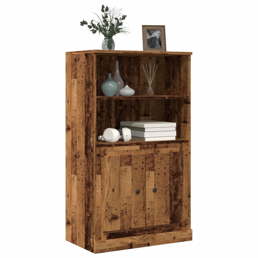 Hoge kast 60x35,5x103,5 cm bewerkt hout oud houtkleurig
