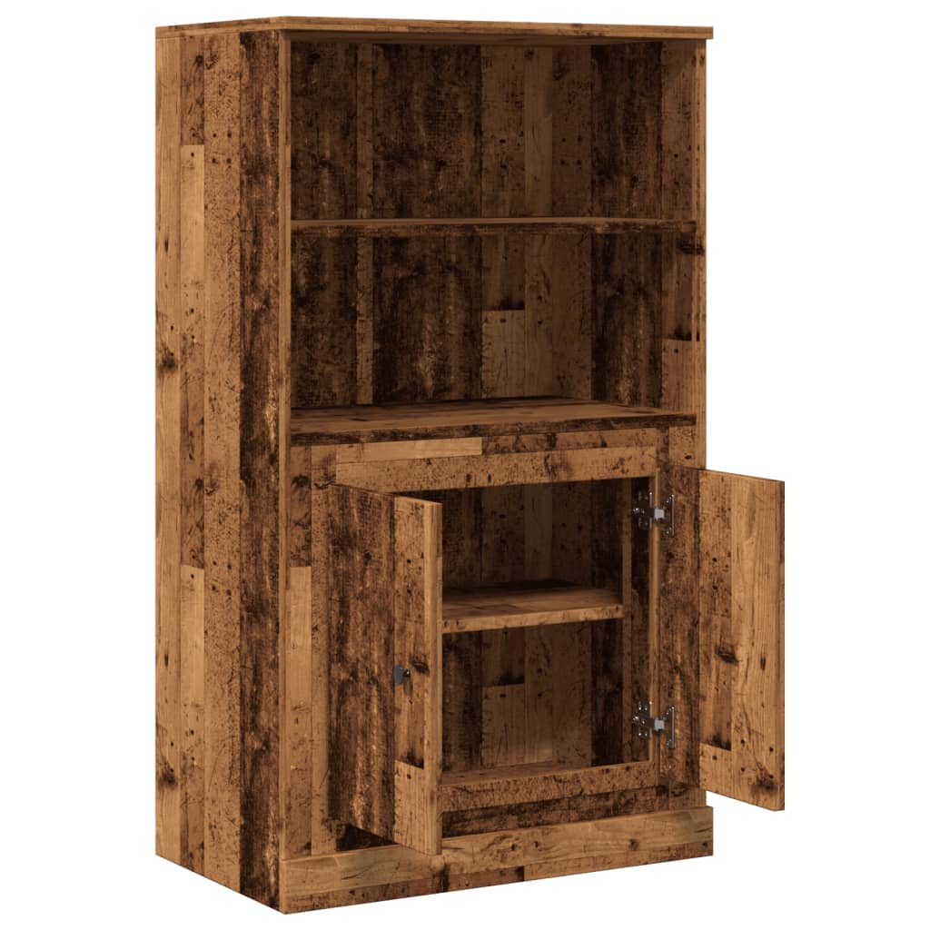 Hoge kast 60x35,5x103,5 cm bewerkt hout oud houtkleurig