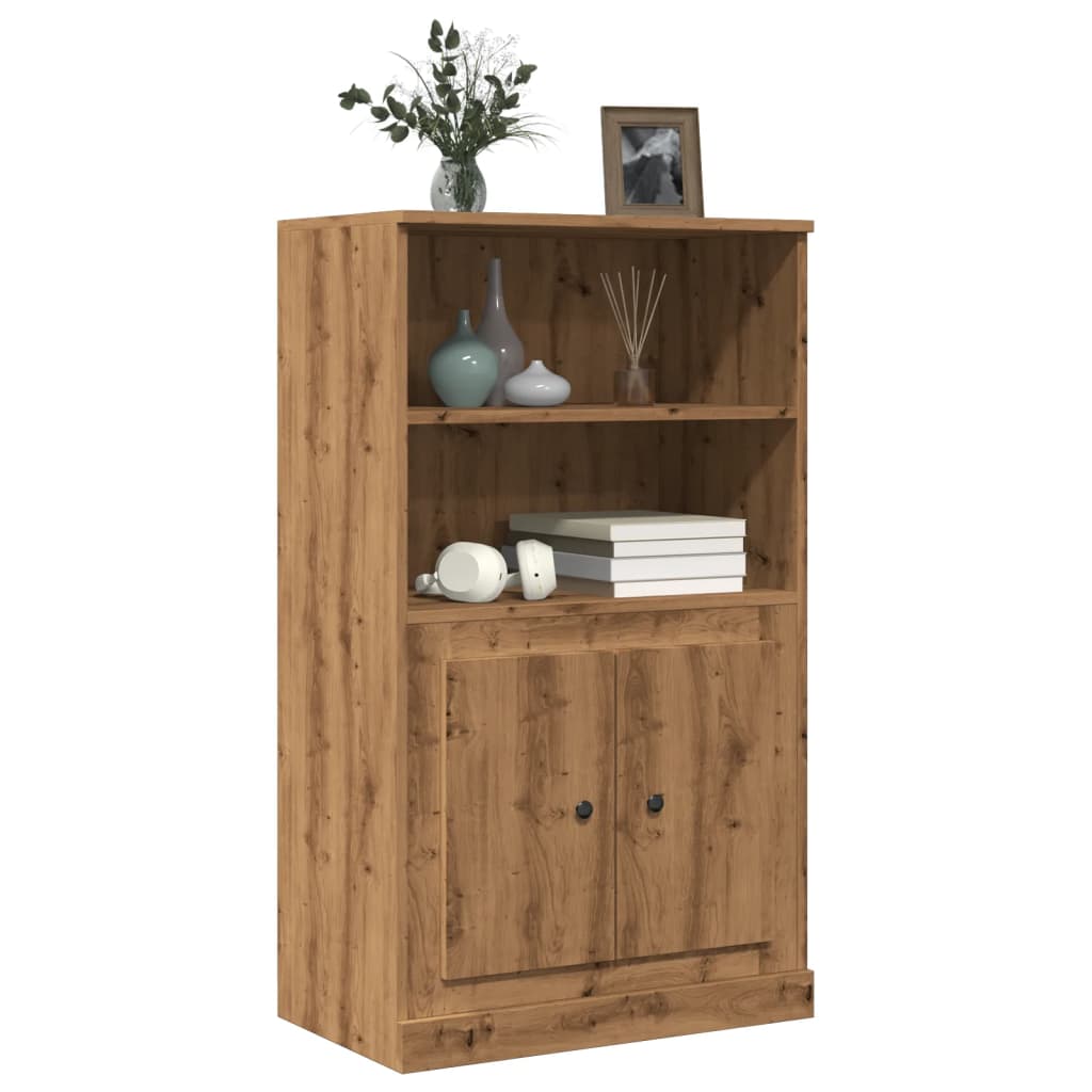 Hoge kast 60x35,5x103,5 cm bewerkt hout artisanaal eikenkleurig