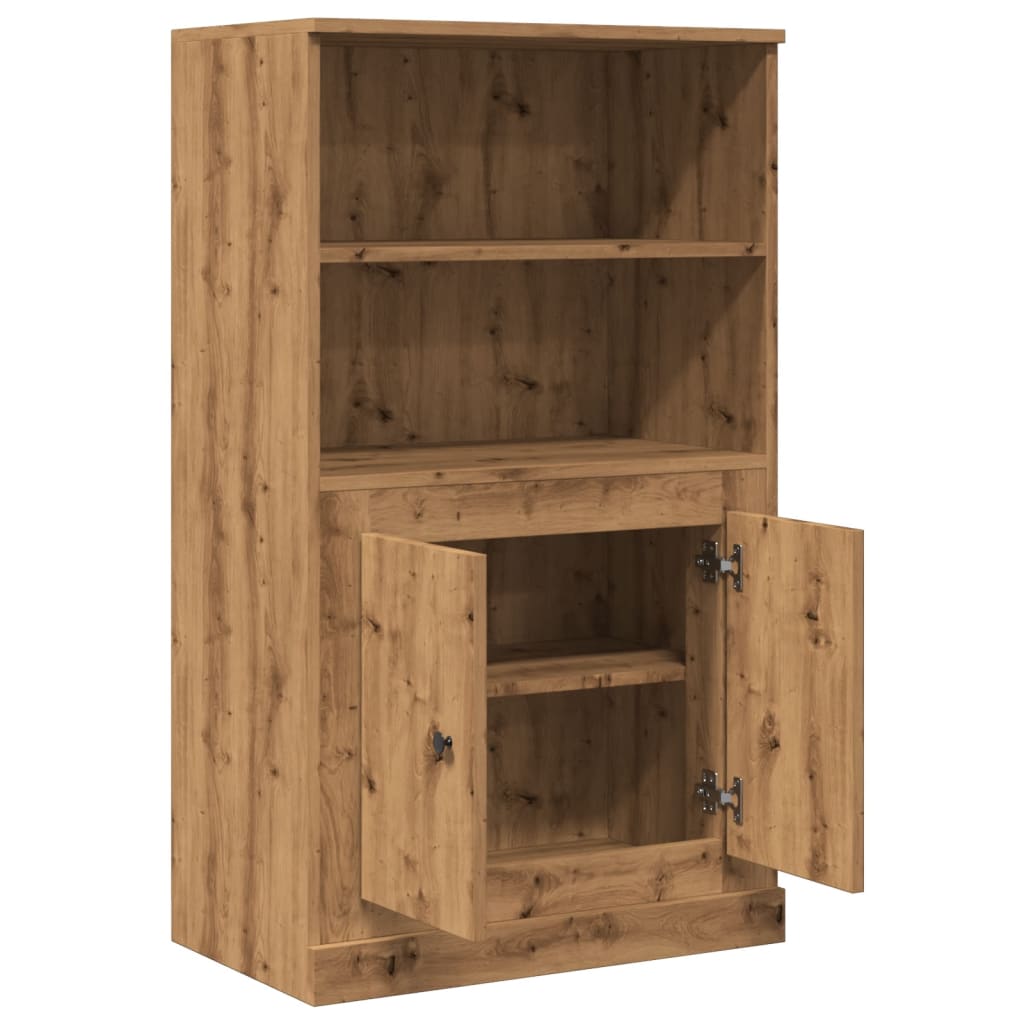 Hoge kast 60x35,5x103,5 cm bewerkt hout artisanaal eikenkleurig