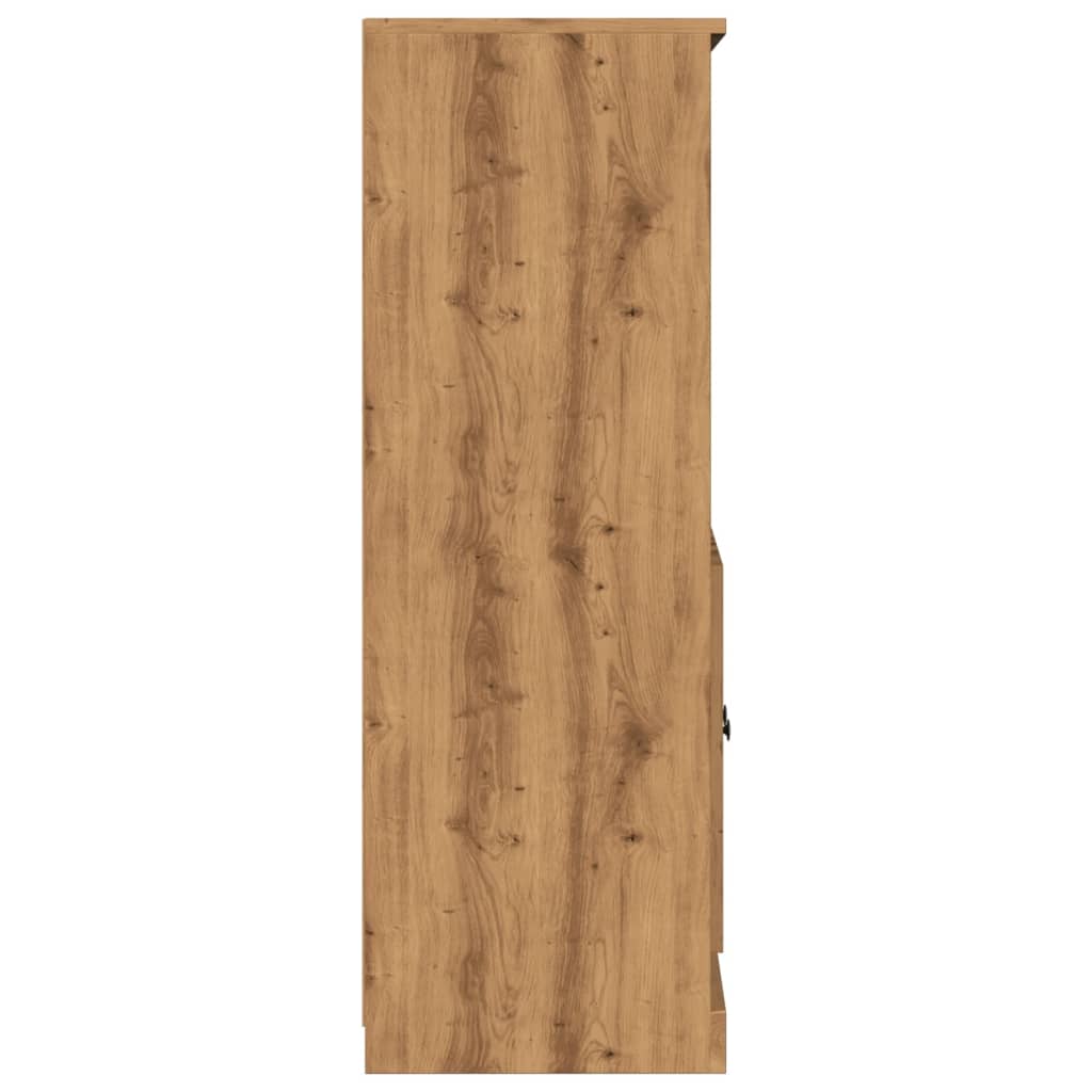 Hoge kast 60x35,5x103,5 cm bewerkt hout artisanaal eikenkleurig