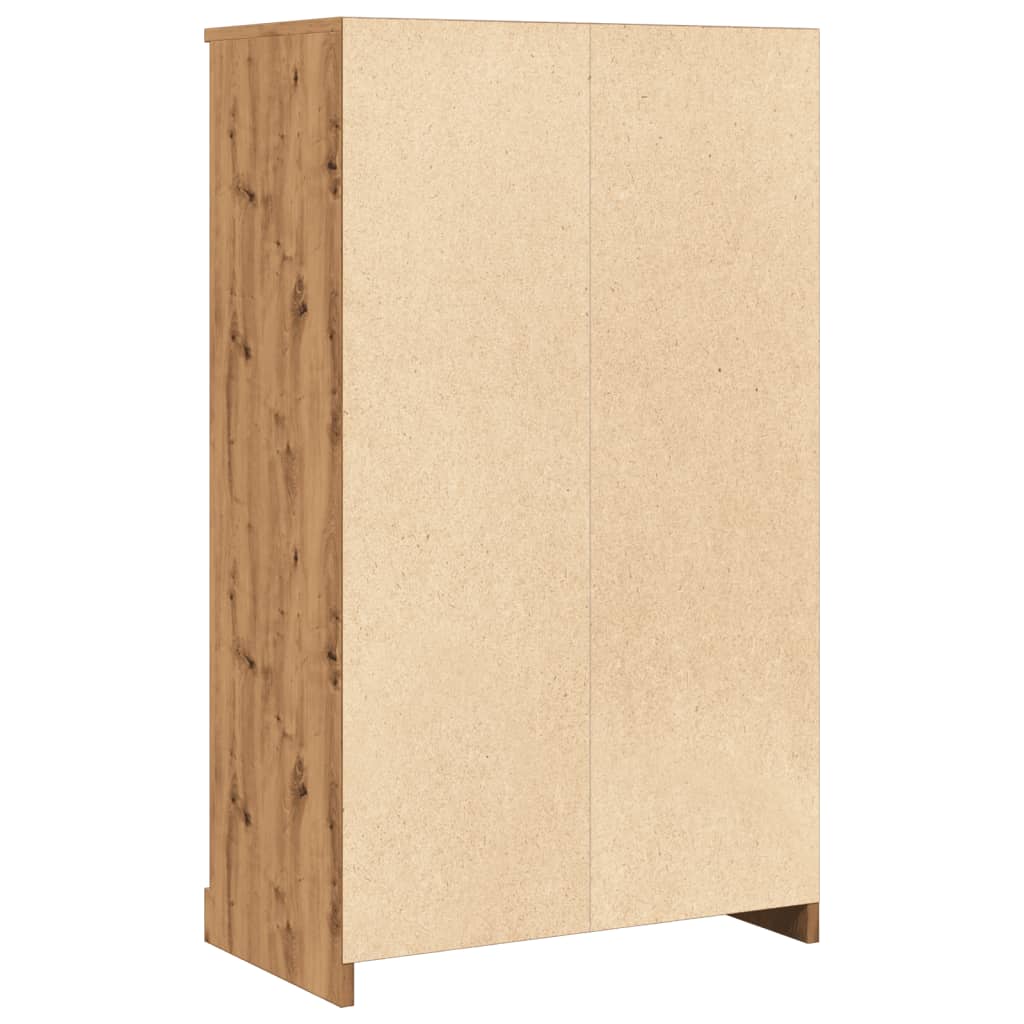 Hoge kast 60x35,5x103,5 cm bewerkt hout artisanaal eikenkleurig