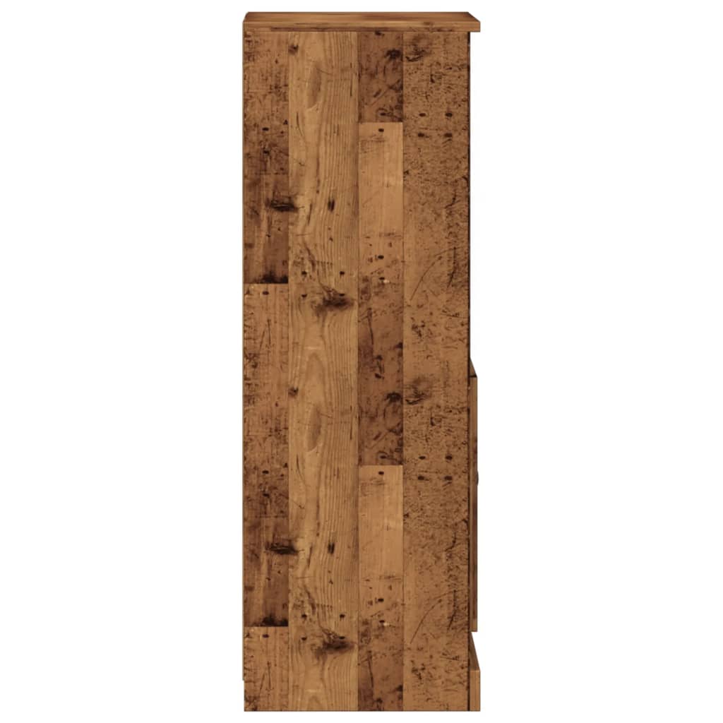 Hoge kast 36x35,5x103,5 cm bewerkt hout oud houtkleurig