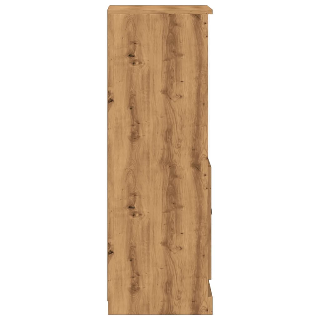 Hoge kast 36x35,5x103,5 cm bewerkt hout artisanaal eikenkleurig