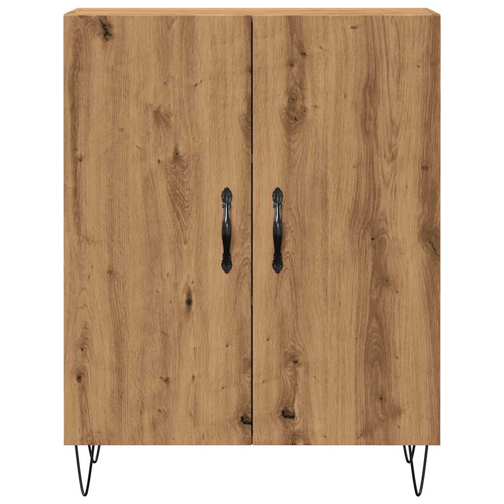 Dressoir 69,5x34x90 cm bewerkt hout artisanaal eikenkleur