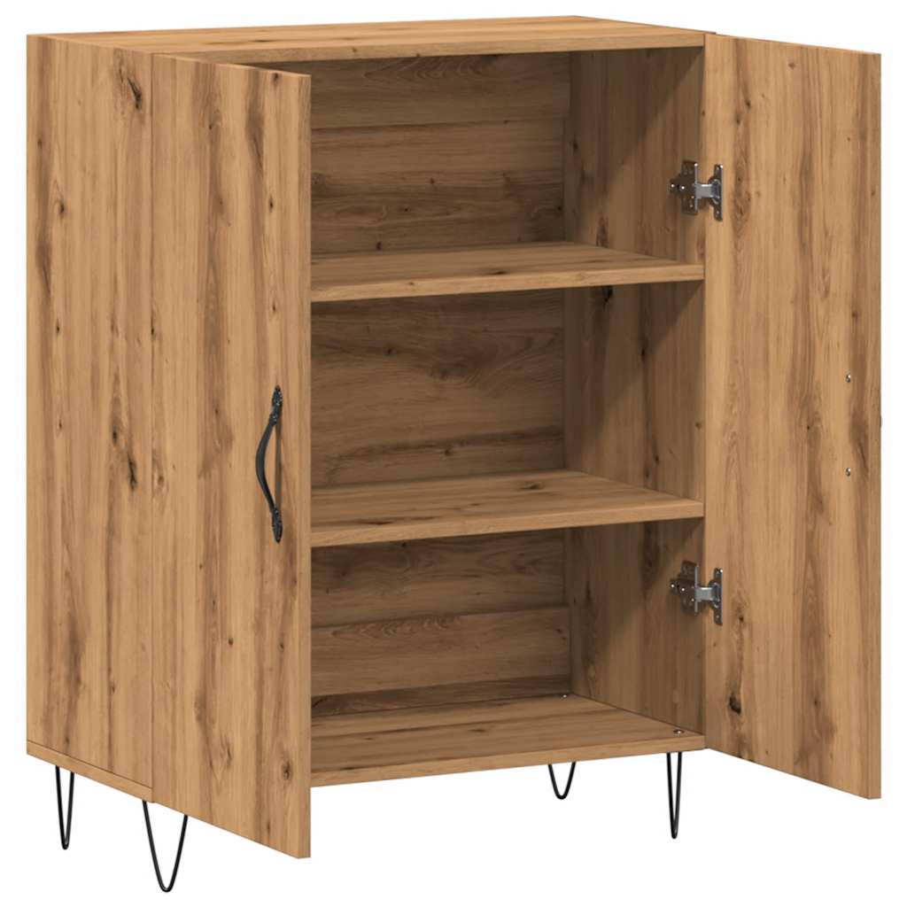 Dressoir 69,5x34x90 cm bewerkt hout artisanaal eikenkleur