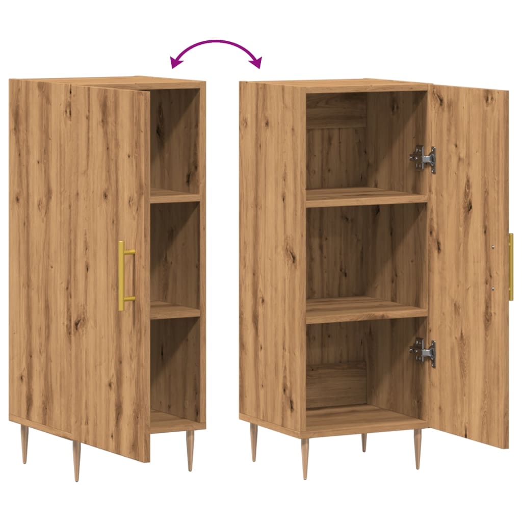 Dressoir 34,5x34x90 cm bewerkt hout artisanaal eikenkleurig