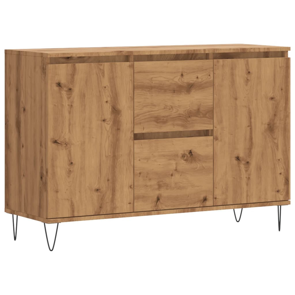 Dressoir 104x35x70 cm bewerkt hout artisanaal eikenkleurig