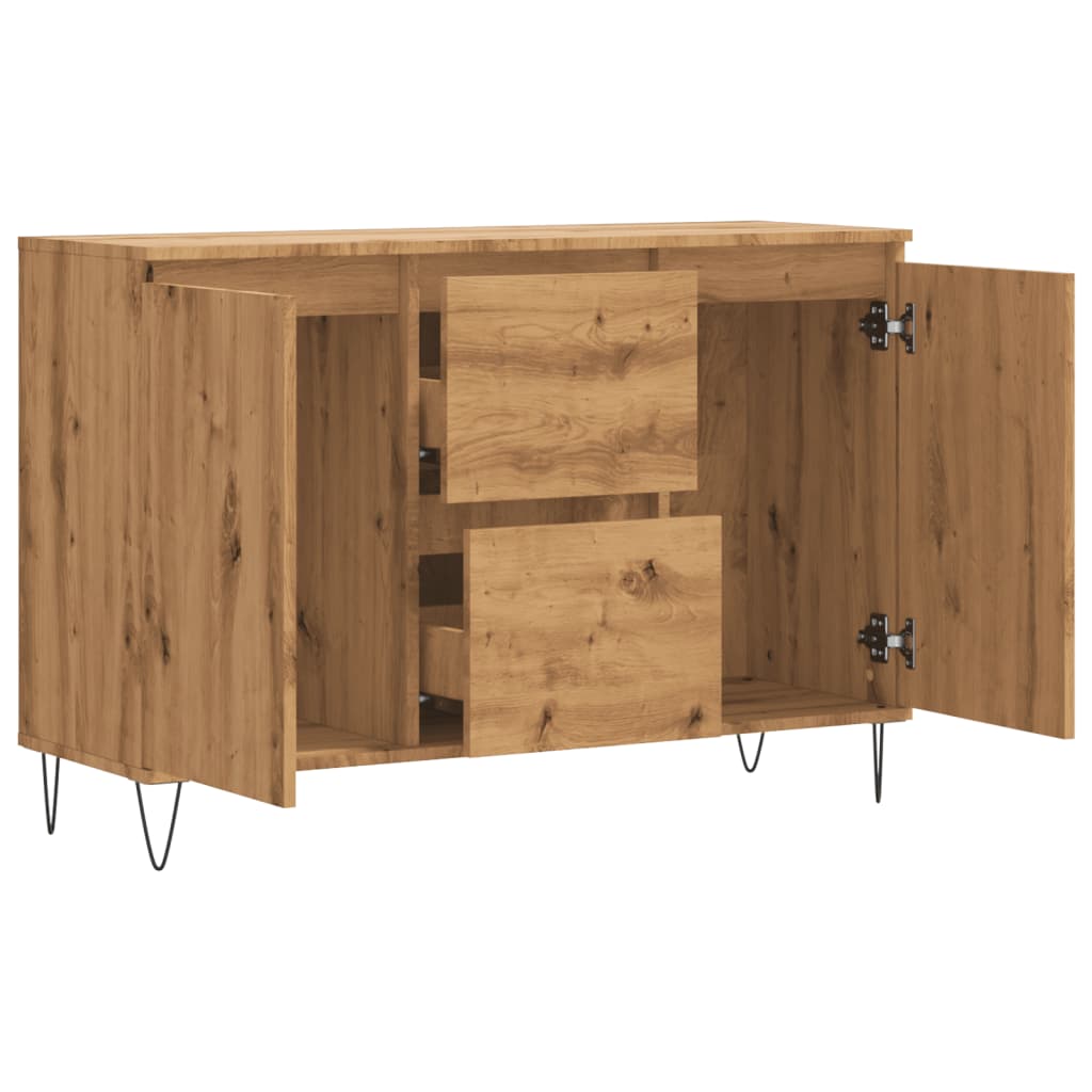 Dressoir 104x35x70 cm bewerkt hout artisanaal eikenkleurig