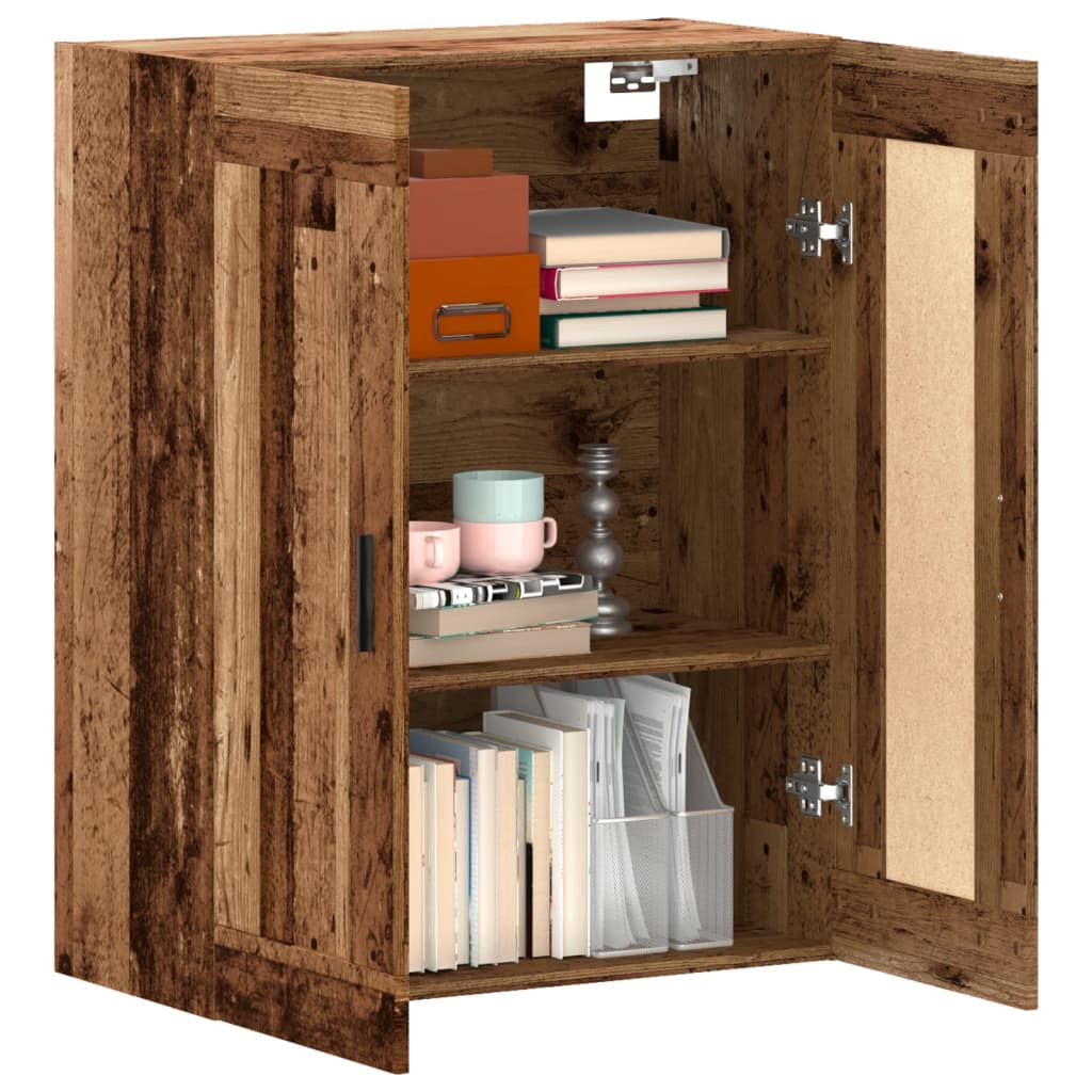 Wandkast 69,5x34x90 cm bewerkt hout oud houtkleurig