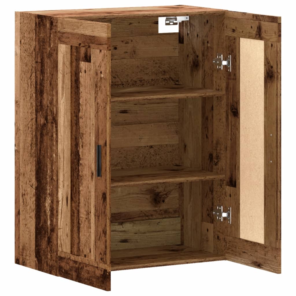 Wandkast 69,5x34x90 cm bewerkt hout oud houtkleurig