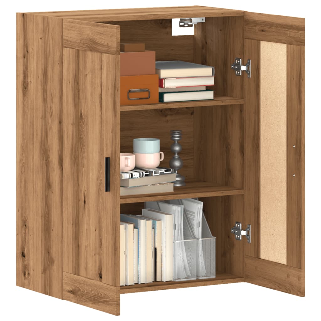 Wandkast 69,5x34x90 cm bewerkt hout artisanaal eikenkleur