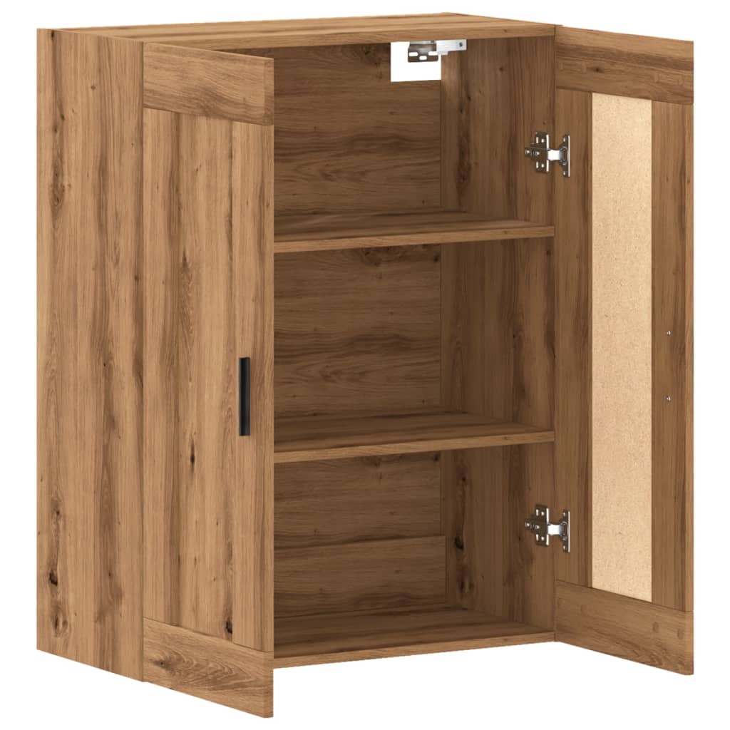 Wandkast 69,5x34x90 cm bewerkt hout artisanaal eikenkleur
