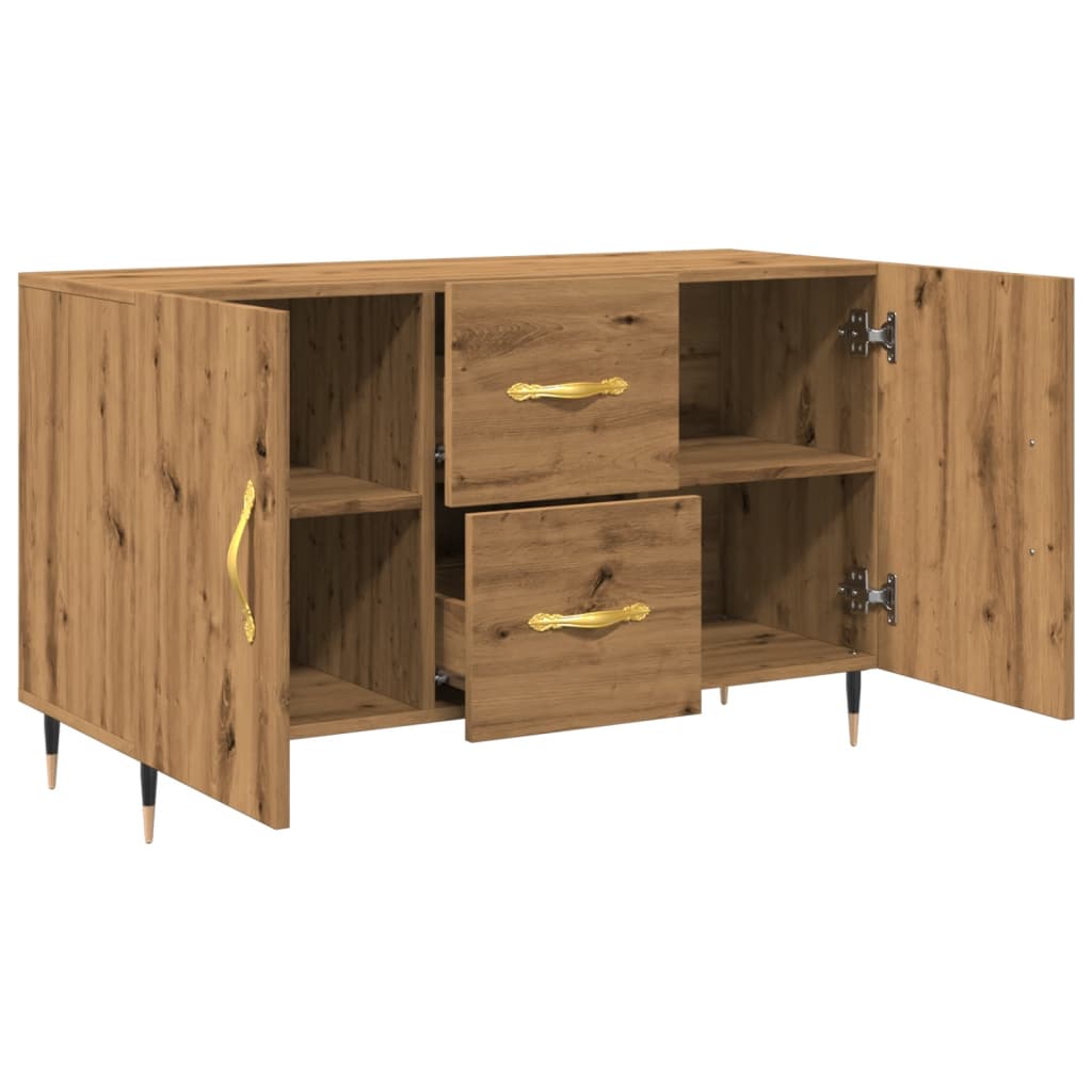 Dressoir 100x36x60 cm bewerkt hout artisanaal eikenkleurig