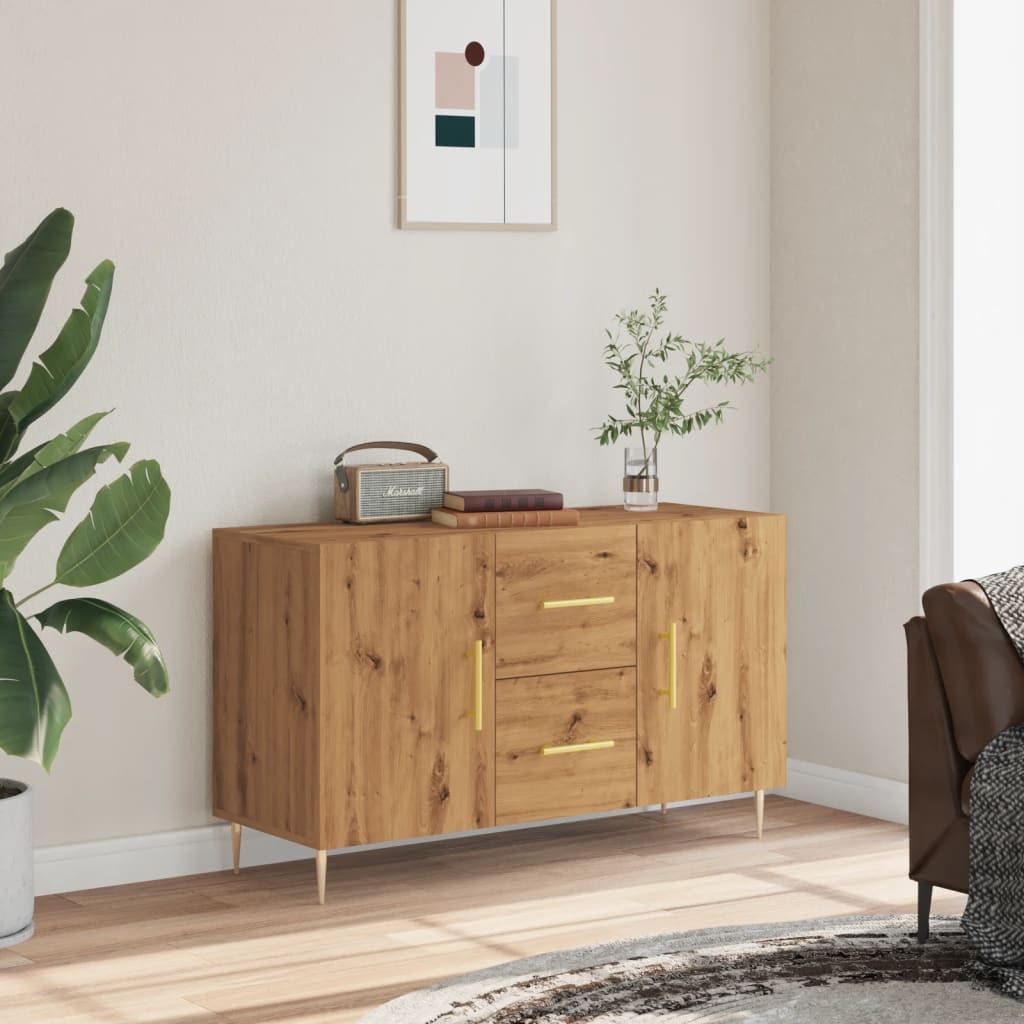 Dressoir 100x36x60 cm bewerkt hout artisanaal eikenkleurig