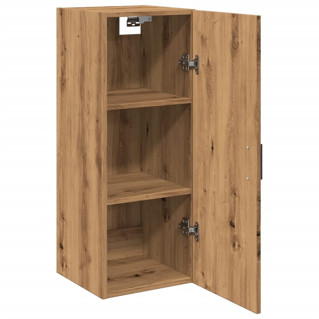 Wandkast 34,5x34x90 cm bewerkt hout artisanaal eikenkleur