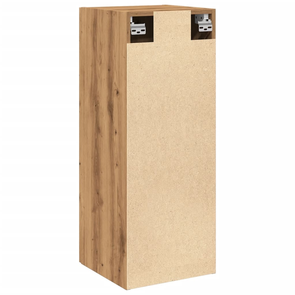 Wandkast 34,5x34x90 cm bewerkt hout artisanaal eikenkleur