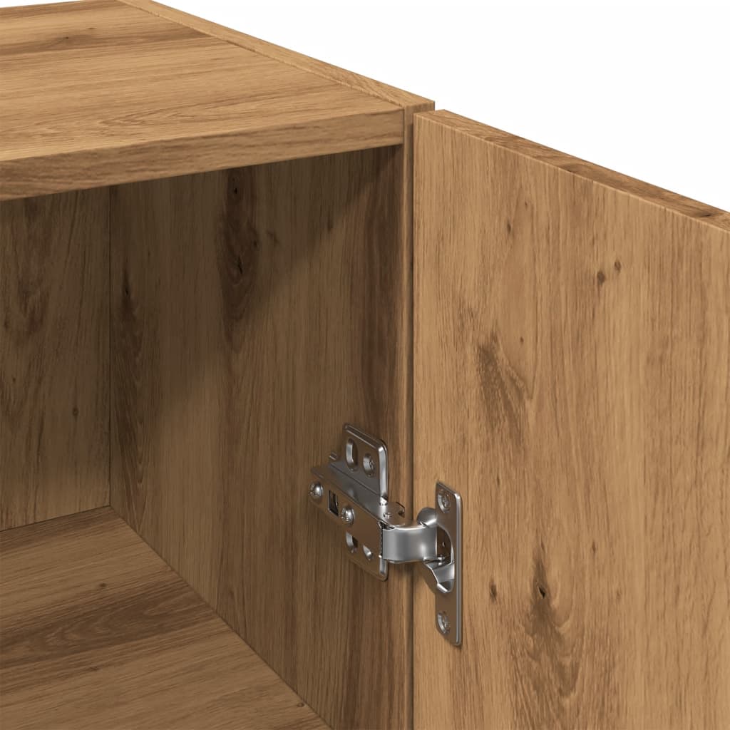 Wandkast 34,5x34x90 cm bewerkt hout artisanaal eikenkleur