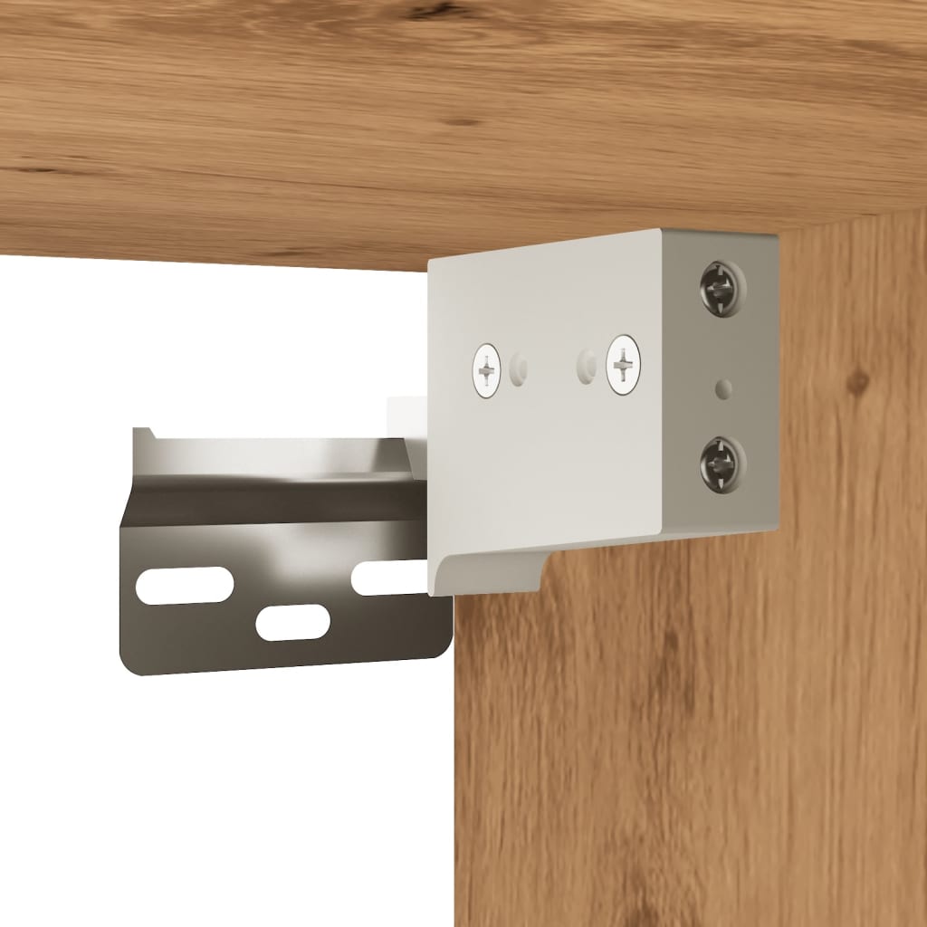 Wandkast 34,5x34x90 cm bewerkt hout artisanaal eikenkleur