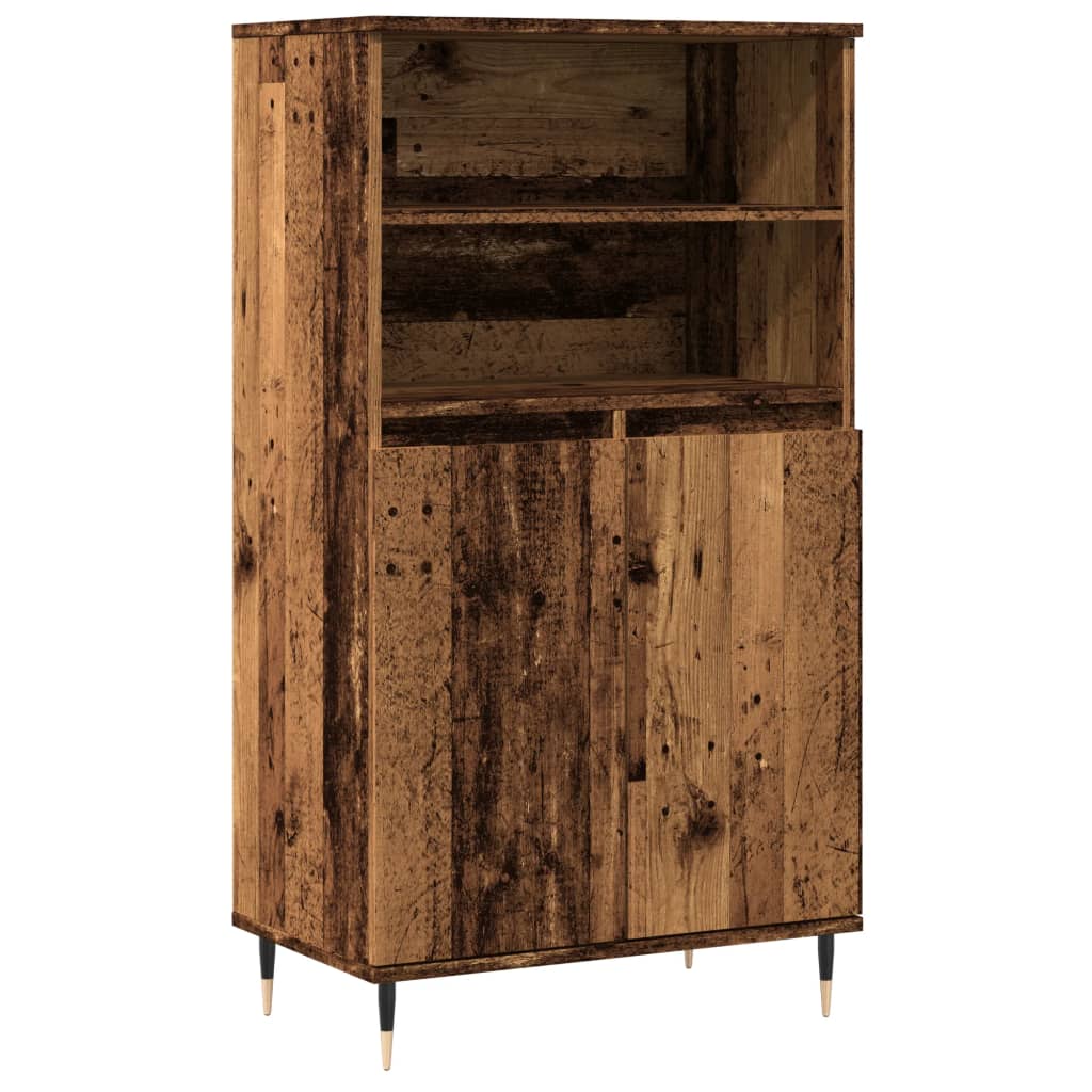 Hoge kast 60x36x110 cm bewerkt hout oud houtkleurig