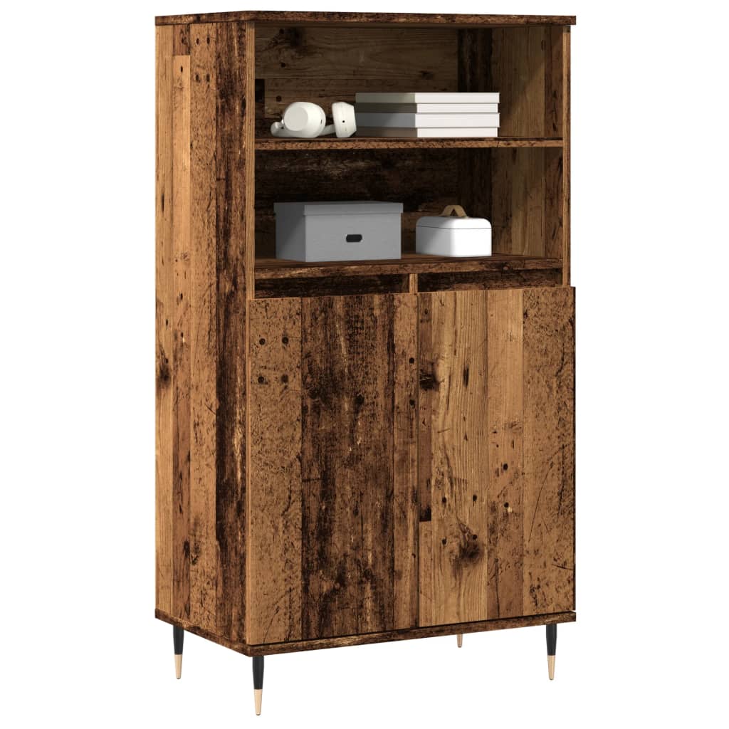 Hoge kast 60x36x110 cm bewerkt hout oud houtkleurig