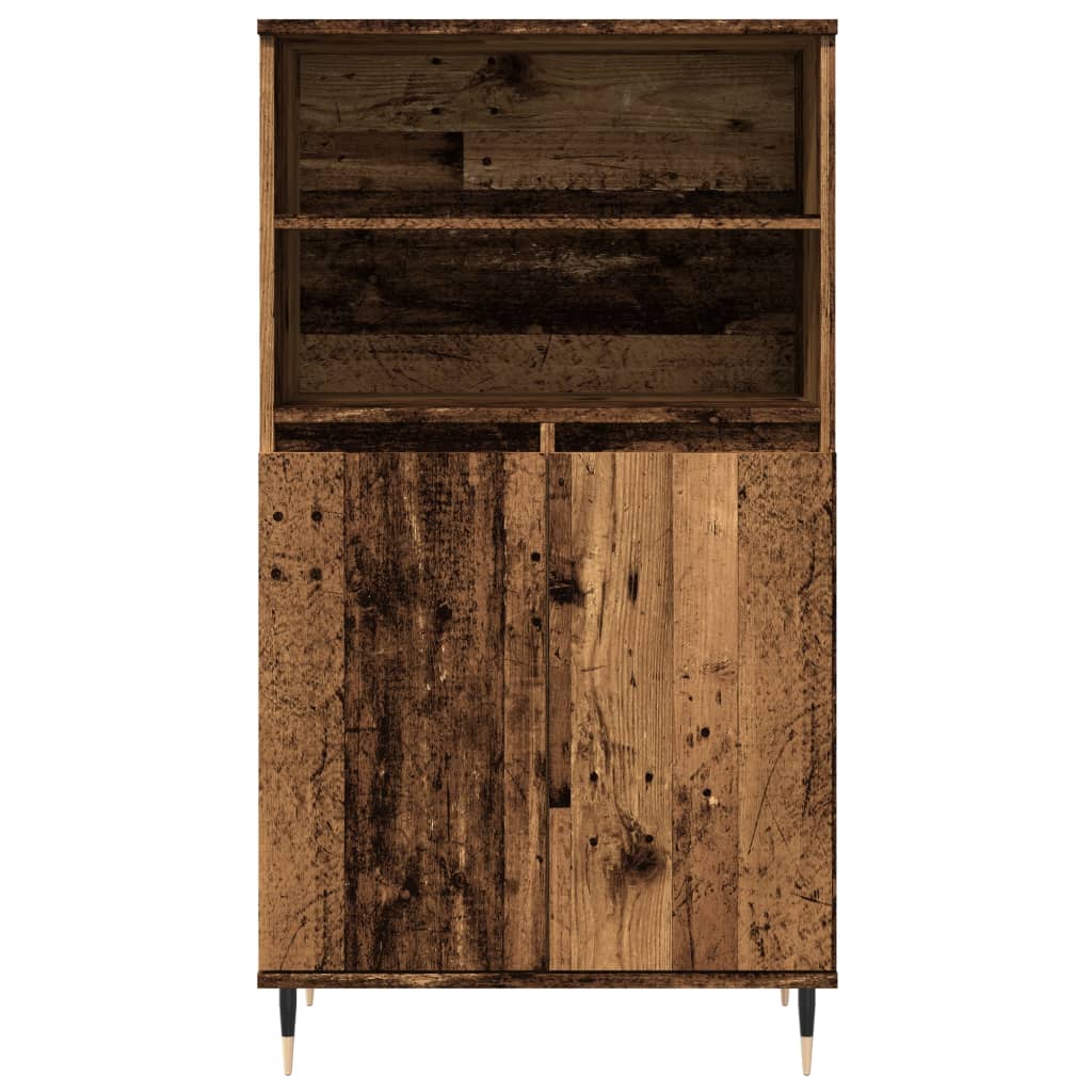 Hoge kast 60x36x110 cm bewerkt hout oud houtkleurig