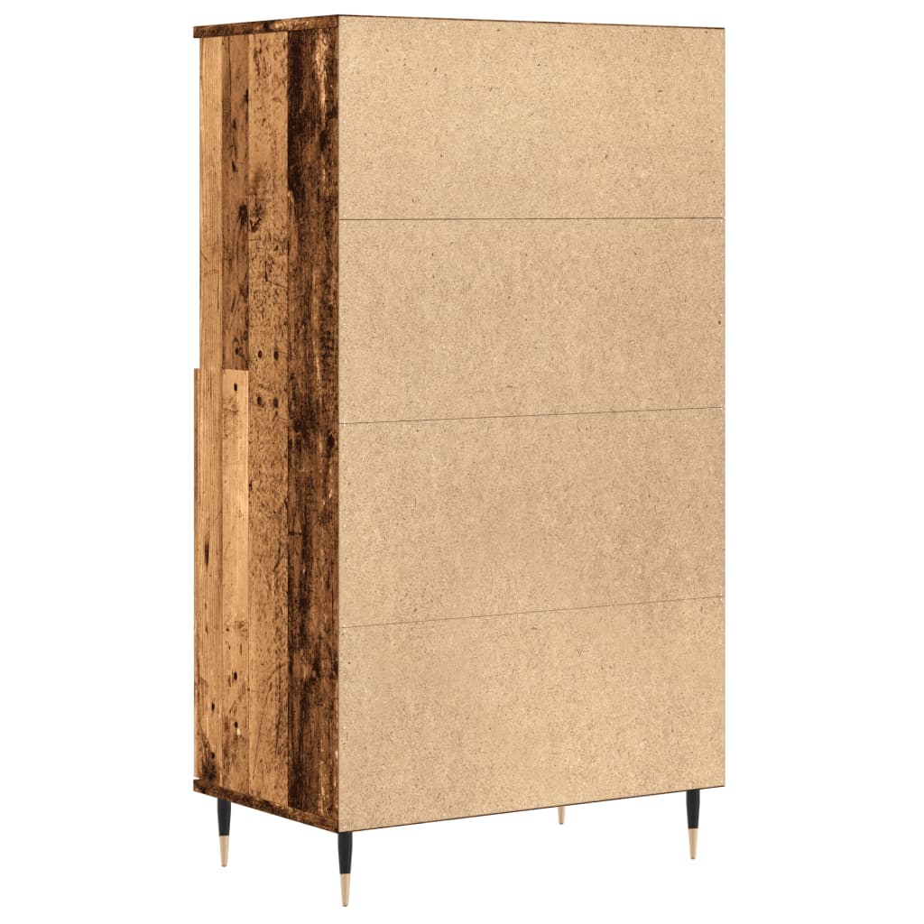 Hoge kast 60x36x110 cm bewerkt hout oud houtkleurig