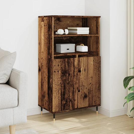 Hoge kast 60x36x110 cm bewerkt hout oud houtkleurig