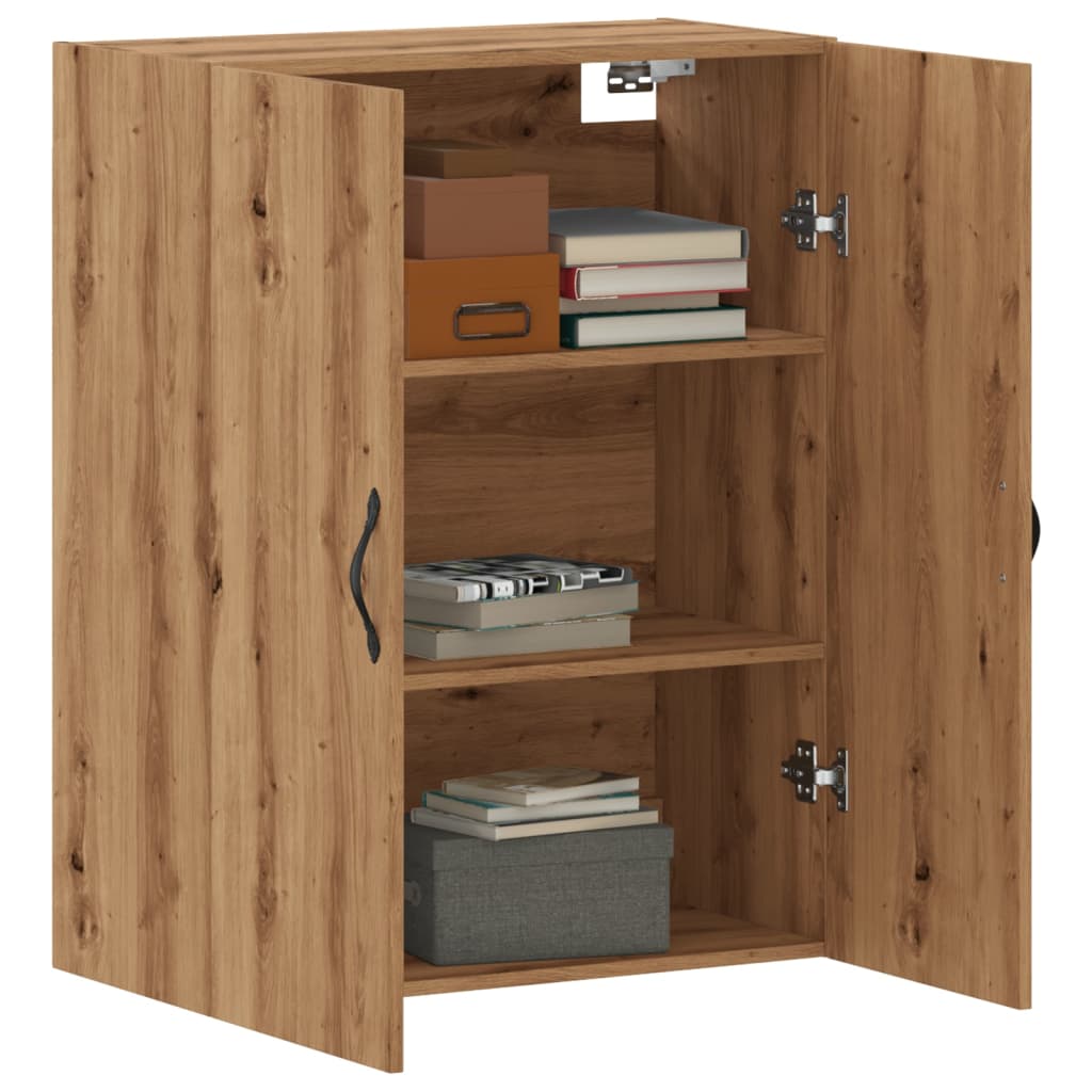 Wandkast 69,5x34x90 cm bewerkt hout artisanaal eikenkleurig