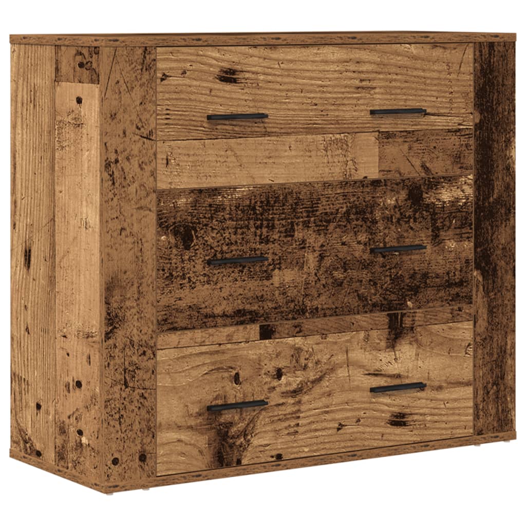 Dressoir 80x33x70 cm bewerkt hout oud houtkleurig