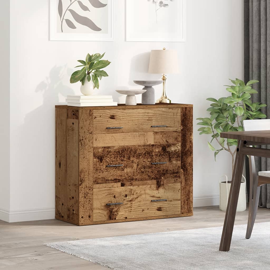 Dressoir 80x33x70 cm bewerkt hout oud houtkleurig