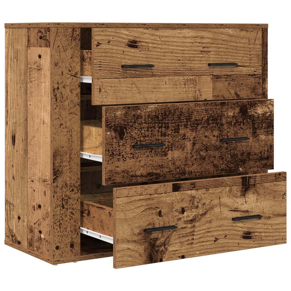 Dressoir 80x33x70 cm bewerkt hout oud houtkleurig